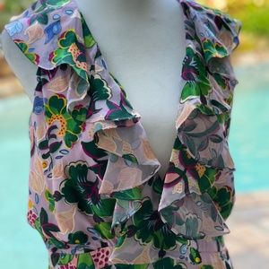 SALONI Rita Floral Printed Chiffon Midi Dress NWT Size 8